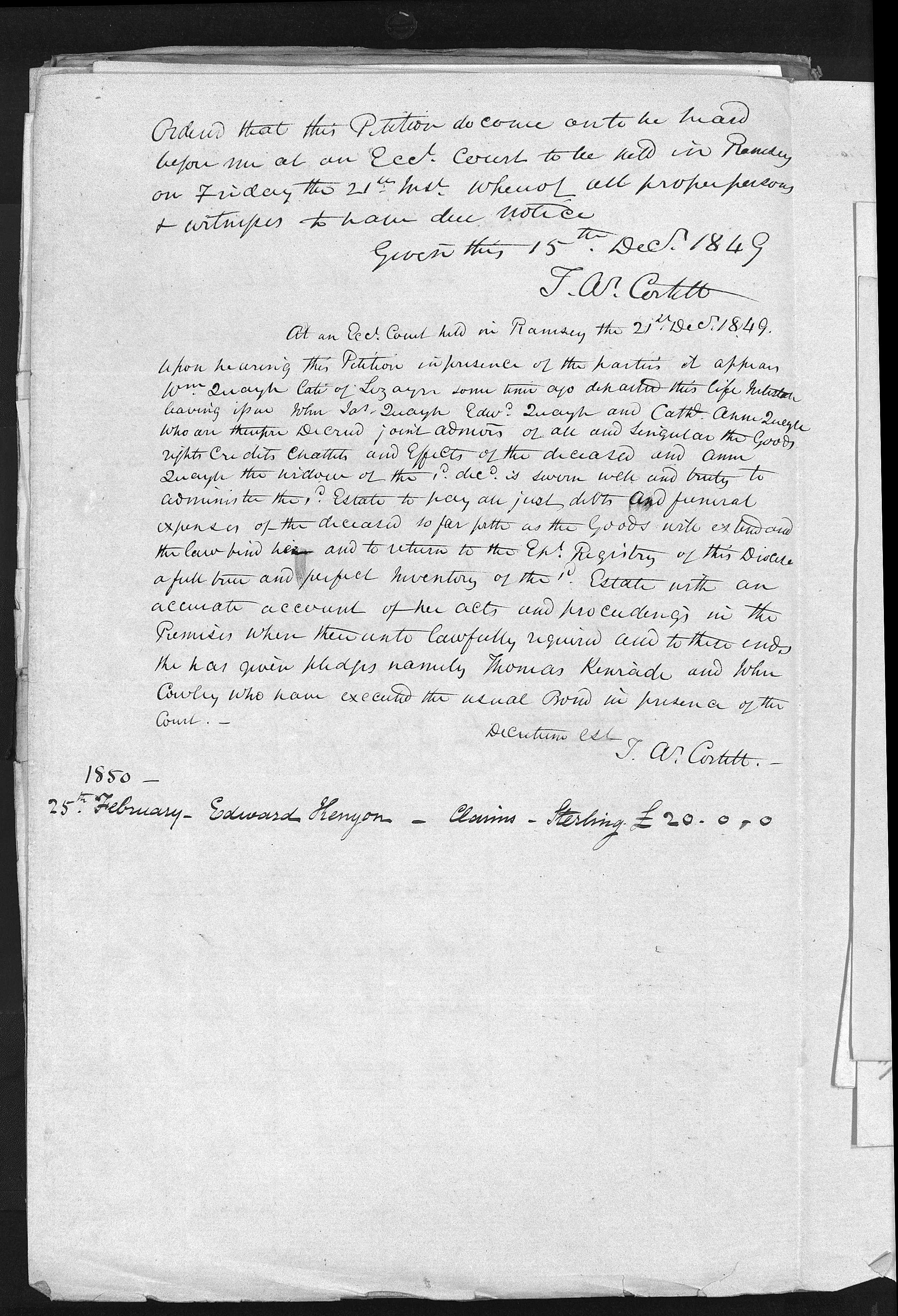 Order and Decree of Administration