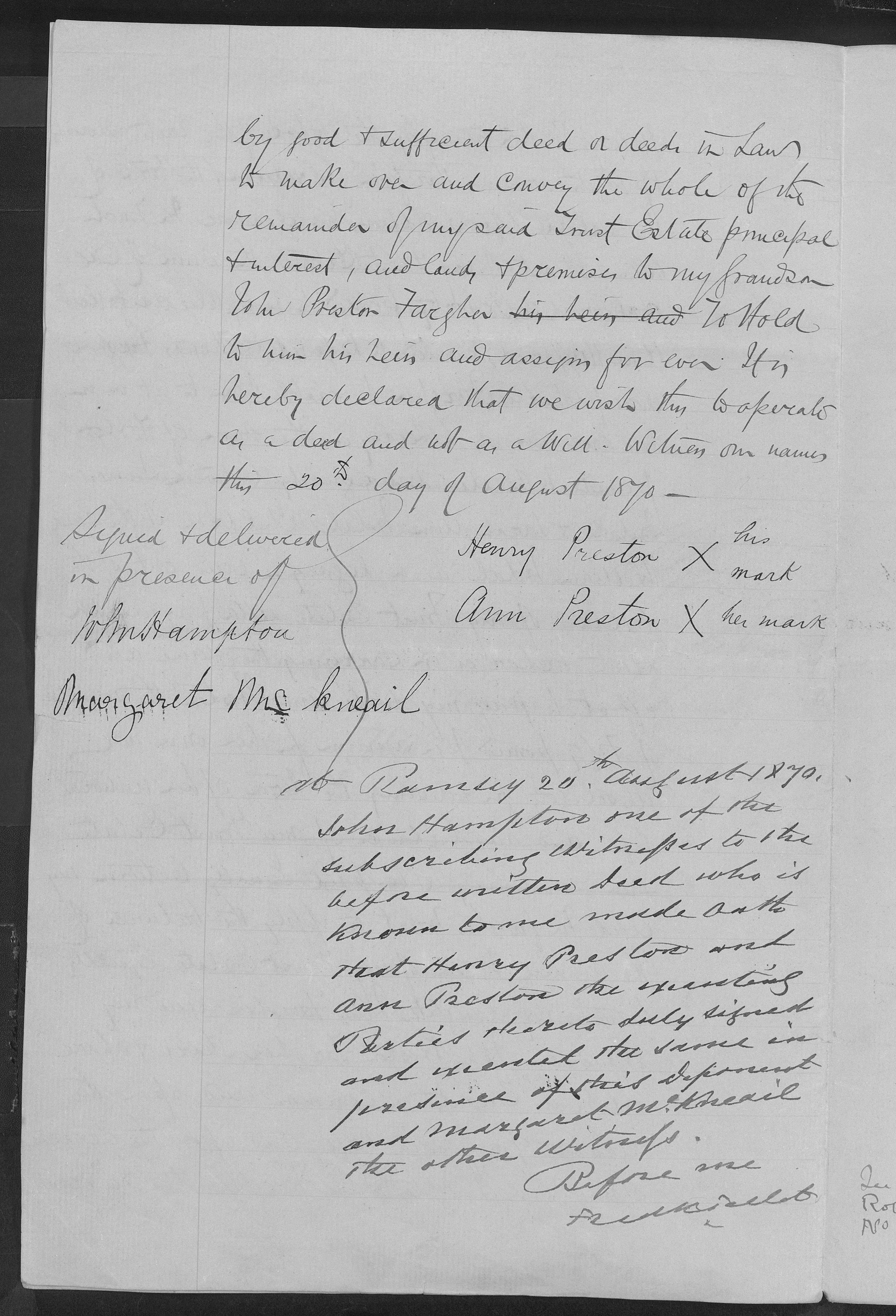 Deed, part 4 &mdash; conclusion and signatures