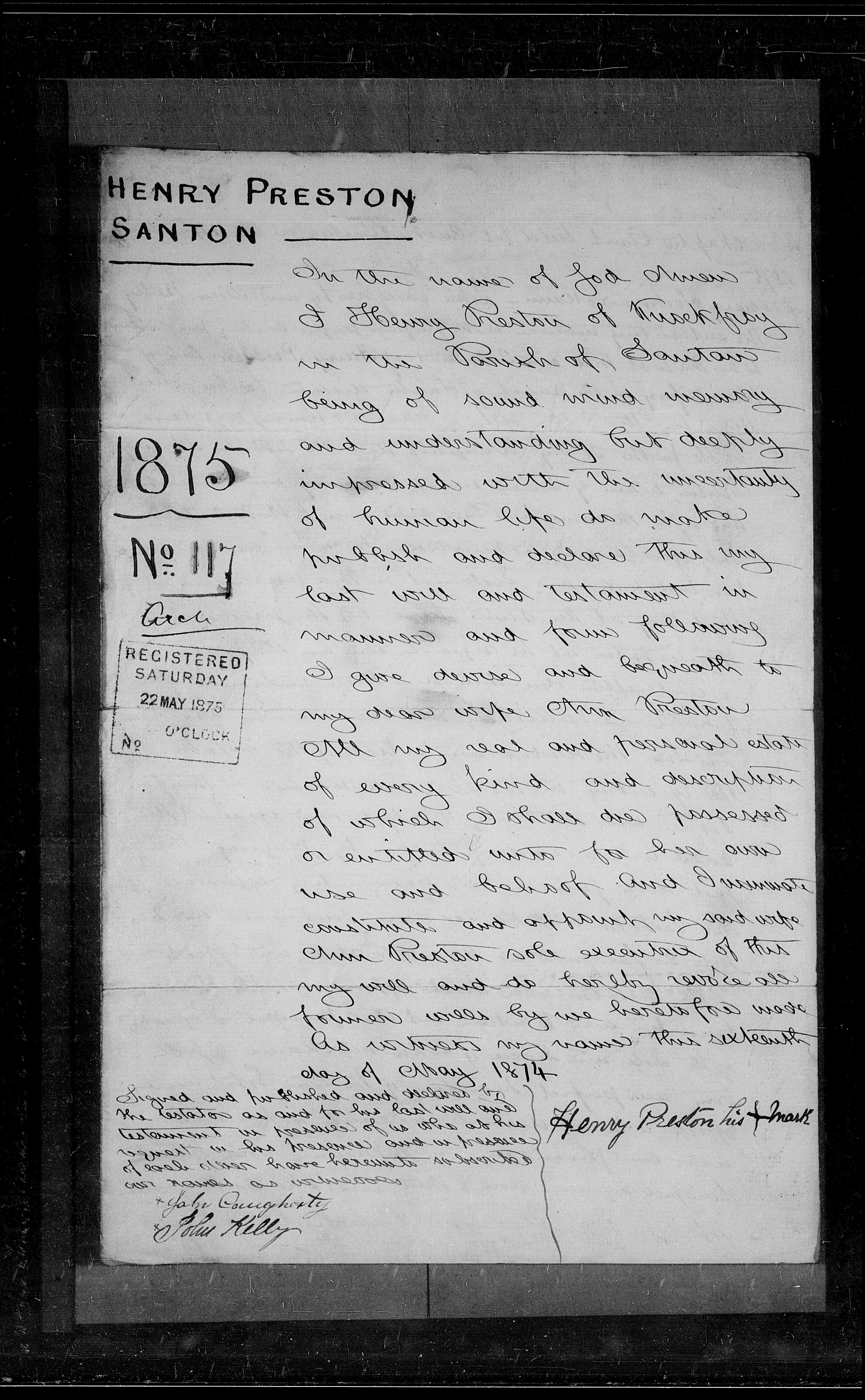 Will, dated 16 May 1874