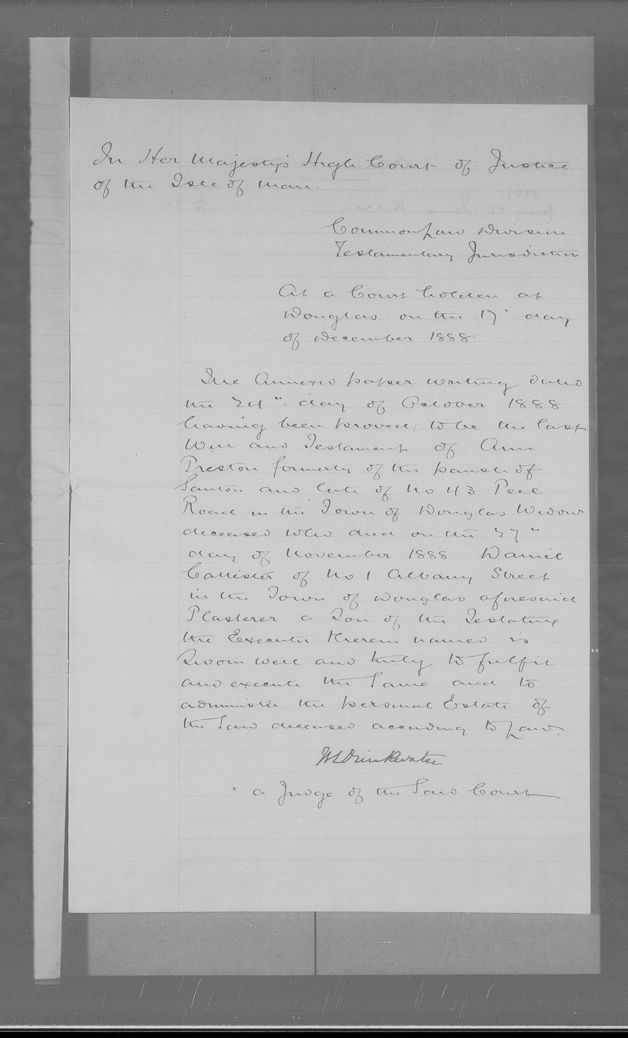 Court order granting probate